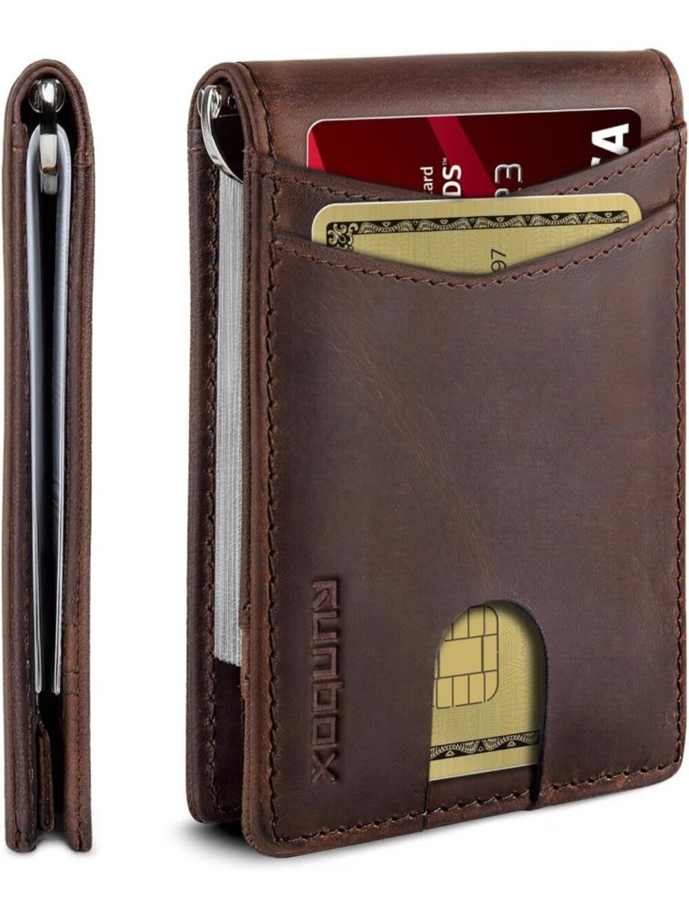 Slim Leather Wallet for Men | RFID Blocking, Bifold, 12 Card Holder, Gift Box